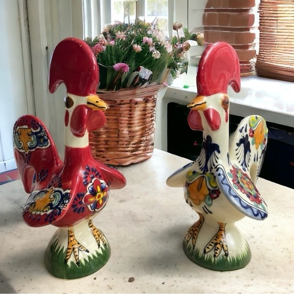 Talavera Roosters Colorful handmade and Painted in Mexico. Set 2
8.5" H x 5.5" W - Picture 1 of 8